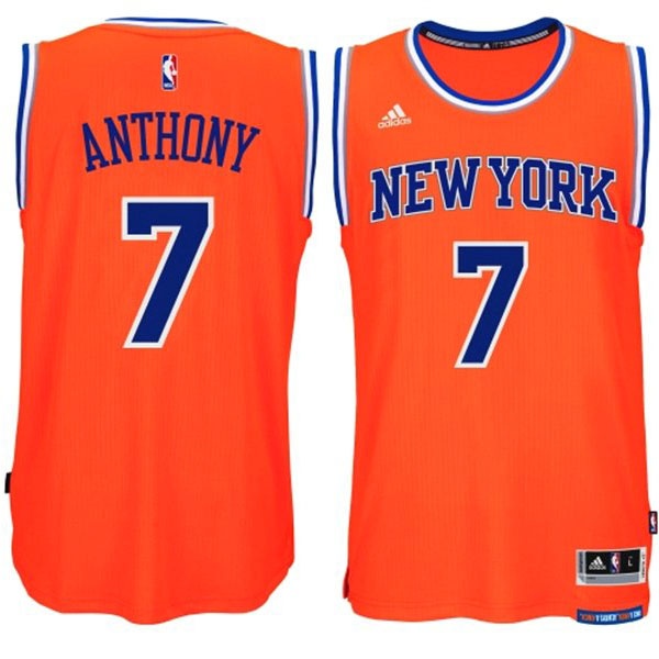 Men's  New York #7 Carmelo Anthony New Alternate Orange Jersey